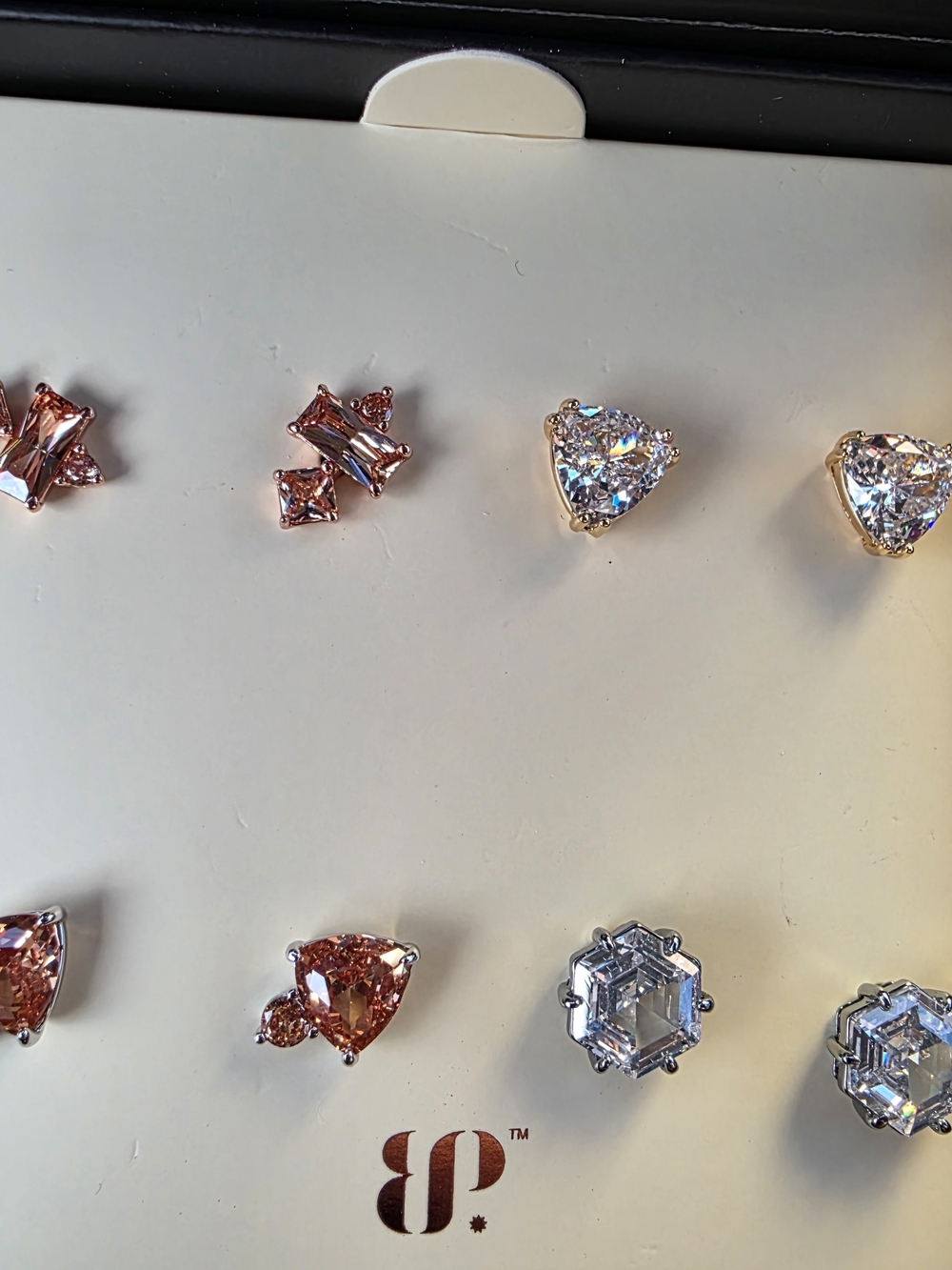 Dark Smokey, Smokey Topaz and Clear Crystal Mixed Stud Earring Set